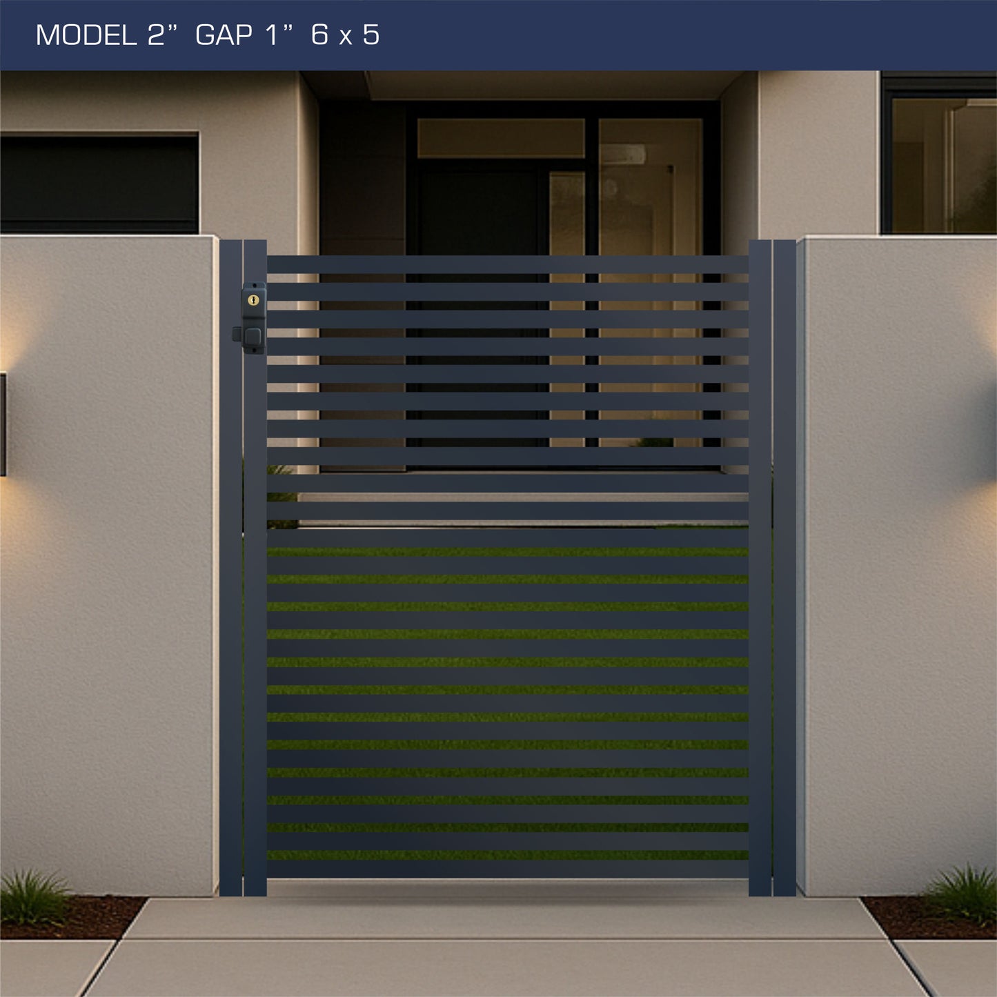 Gate - Aluminum Horizontal Fences - 2" Slat Design