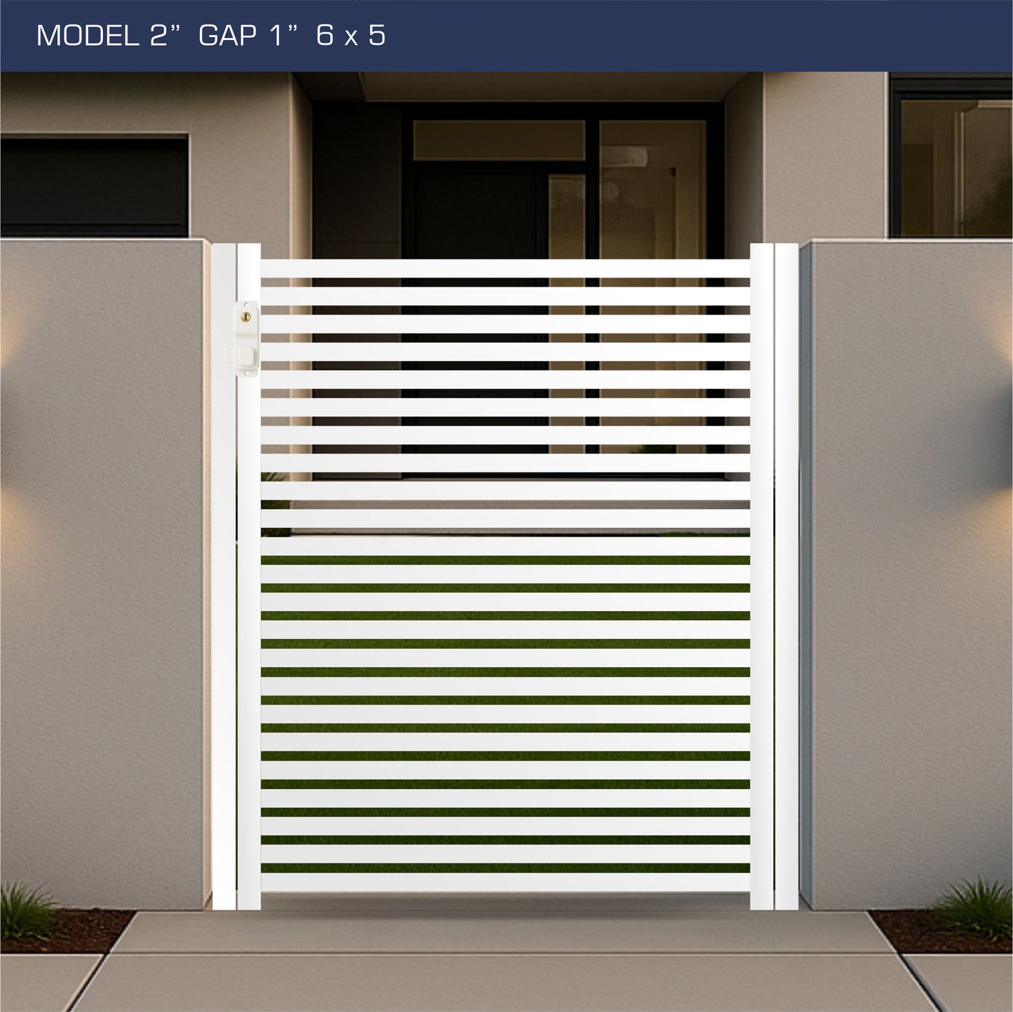 Gate - Aluminum Horizontal Fences - 2" Slat Design