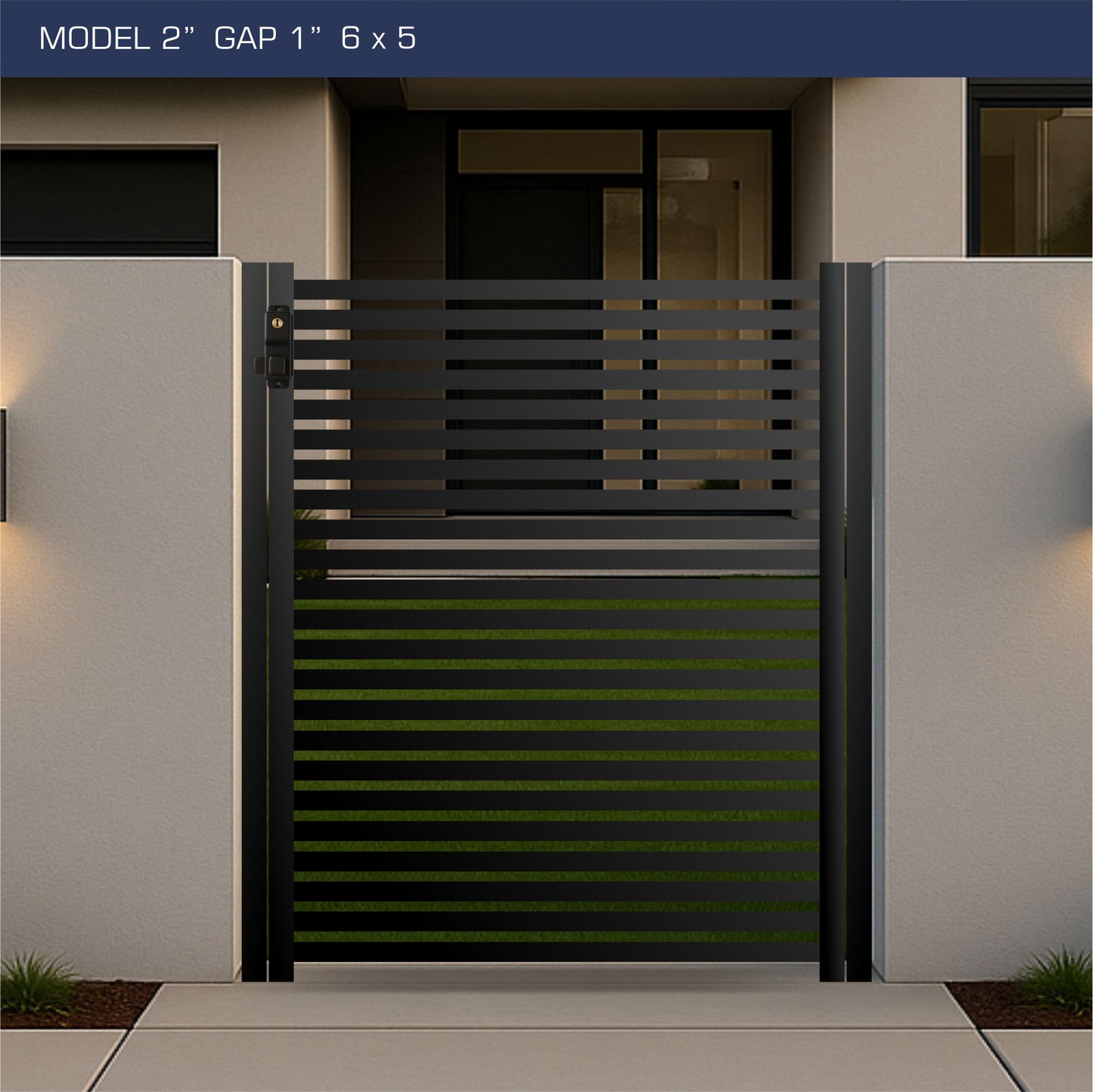 Gate - Aluminum Horizontal Fences - 2" Slat Design