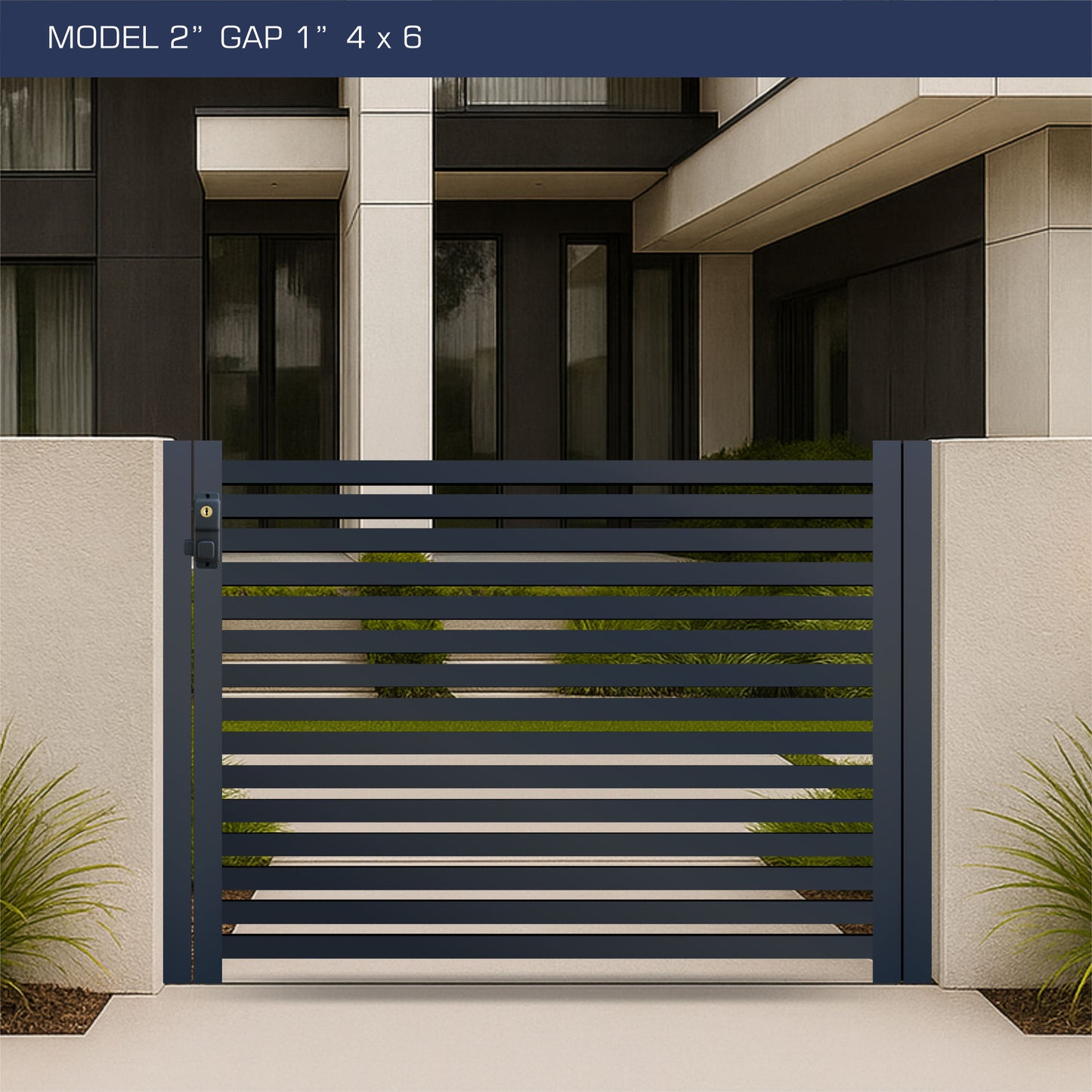 Gate - Aluminum Horizontal Fences - 2" Slat Design