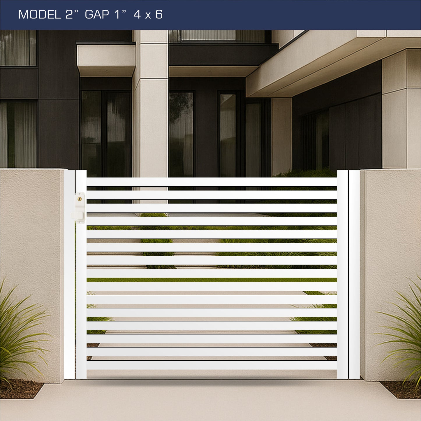 Gate - Aluminum Horizontal Fences - 2" Slat Design
