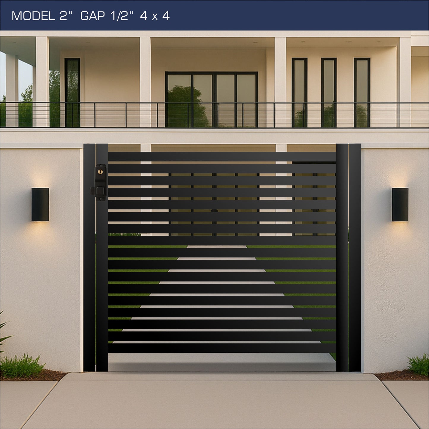 Gate - Aluminum Horizontal Fences - 2" Slat Design