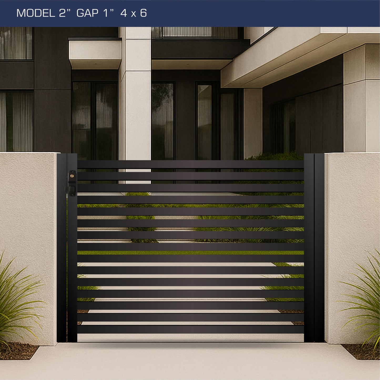 Gate - Aluminum Horizontal Fences - 2" Slat Design