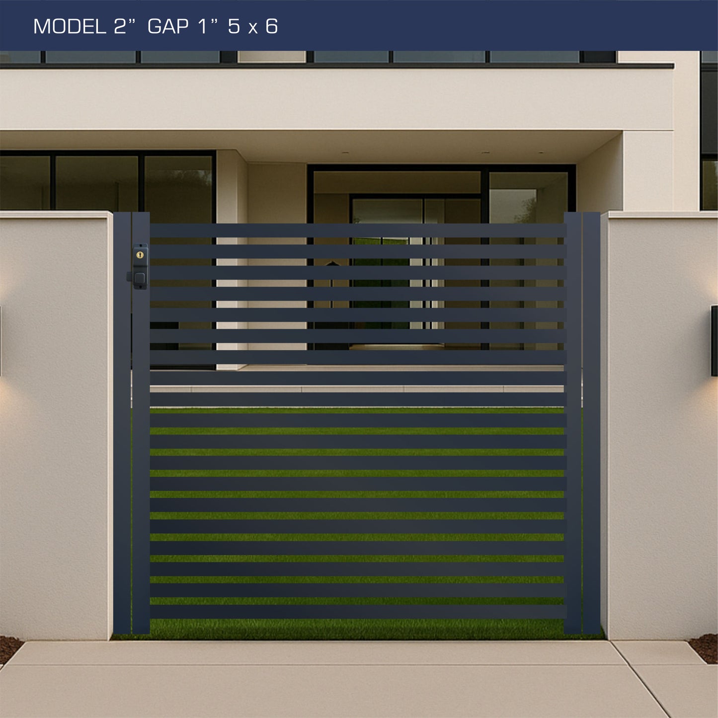 Gate - Aluminum Horizontal Fences - 2" Slat Design