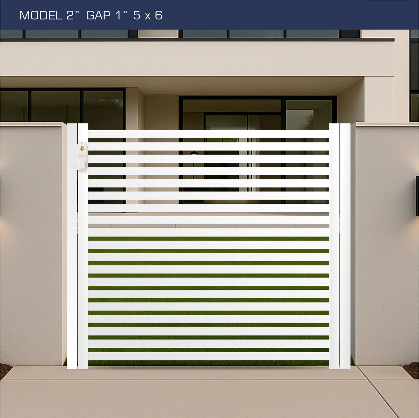 Gate - Aluminum Horizontal Fences - 2" Slat Design