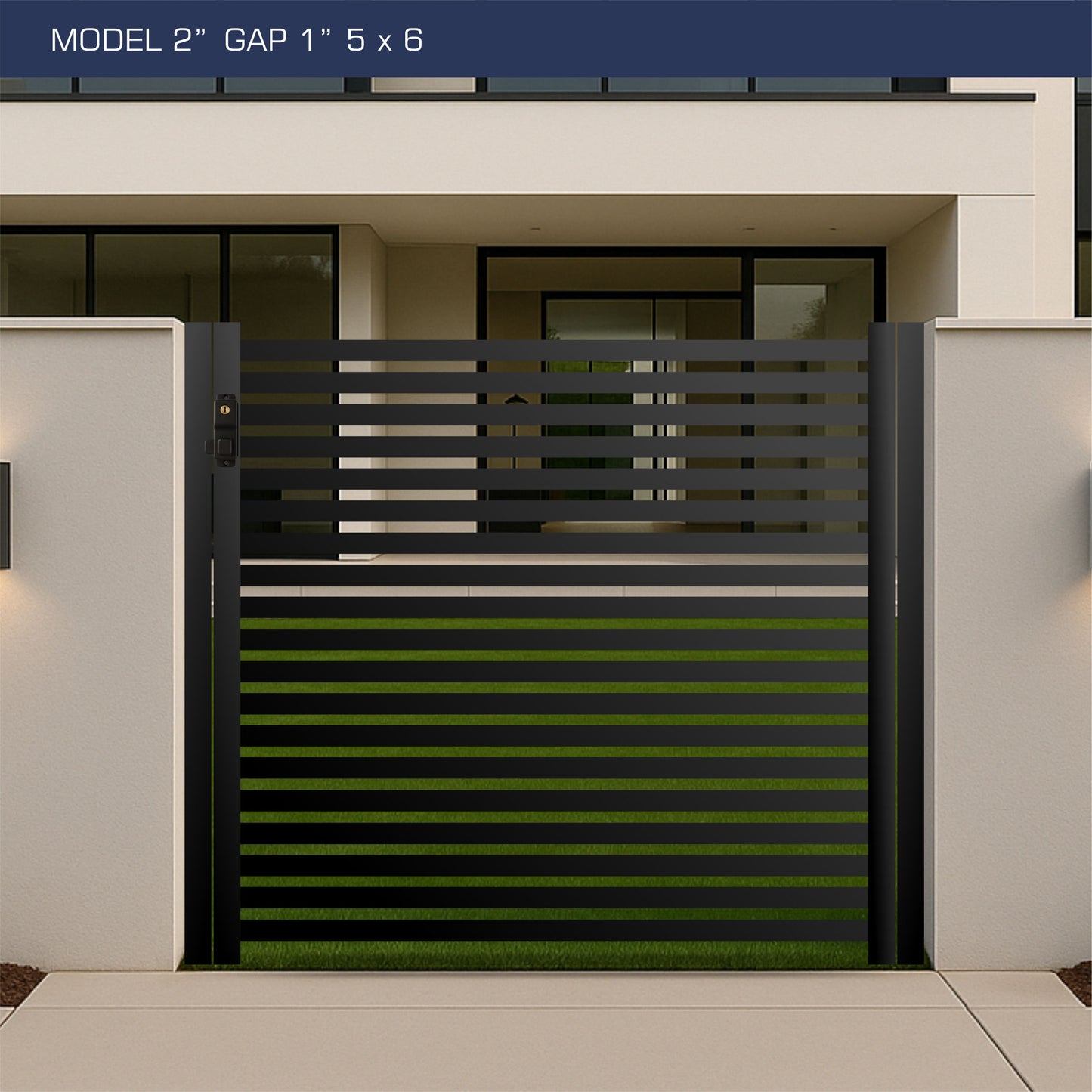 Gate - Aluminum Horizontal Fences - 2" Slat Design