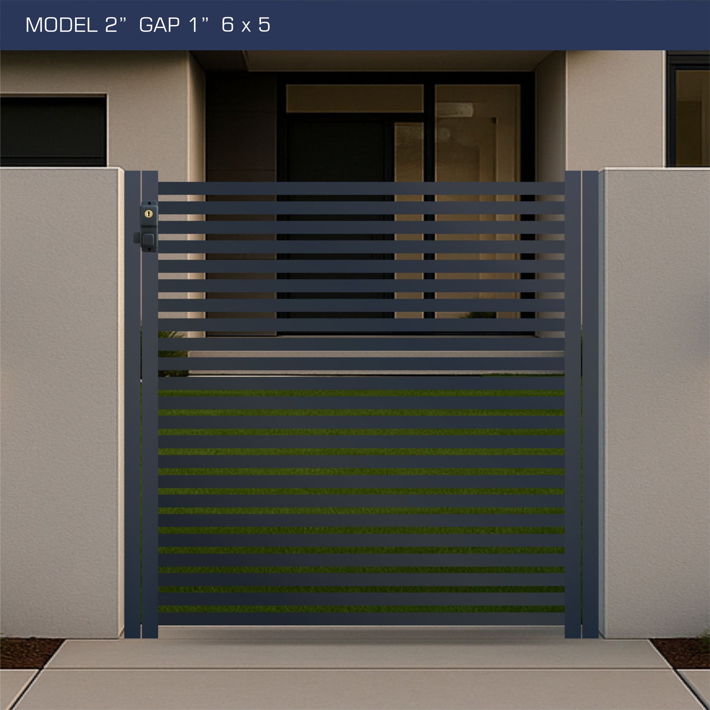 Gate - Aluminum Horizontal Fences - 2" Slat Design