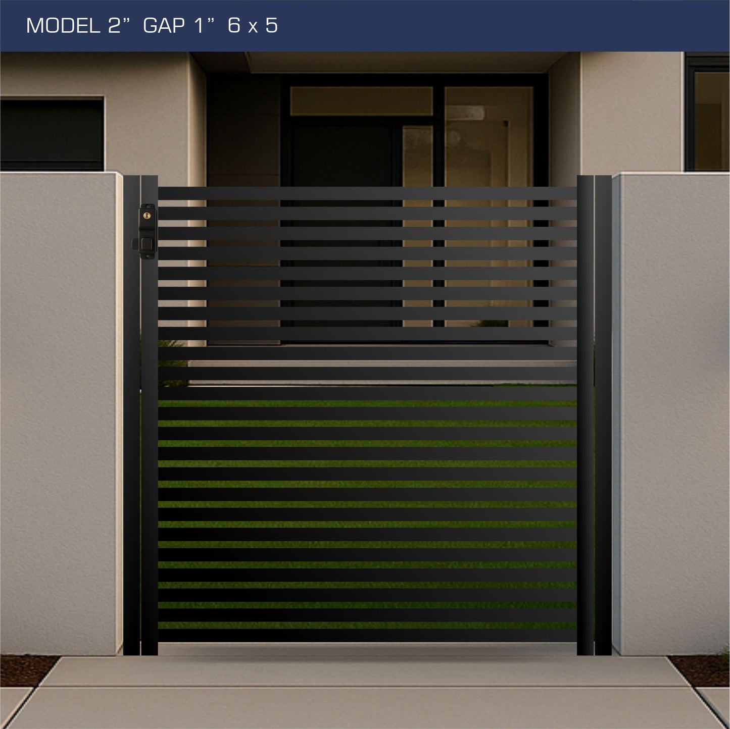 Gate - Aluminum Horizontal Fences - 2" Slat Design
