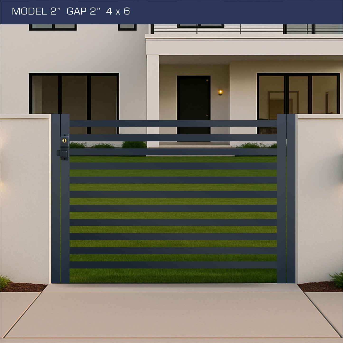 Gate - Aluminum Horizontal Fences - 2" Slat Design