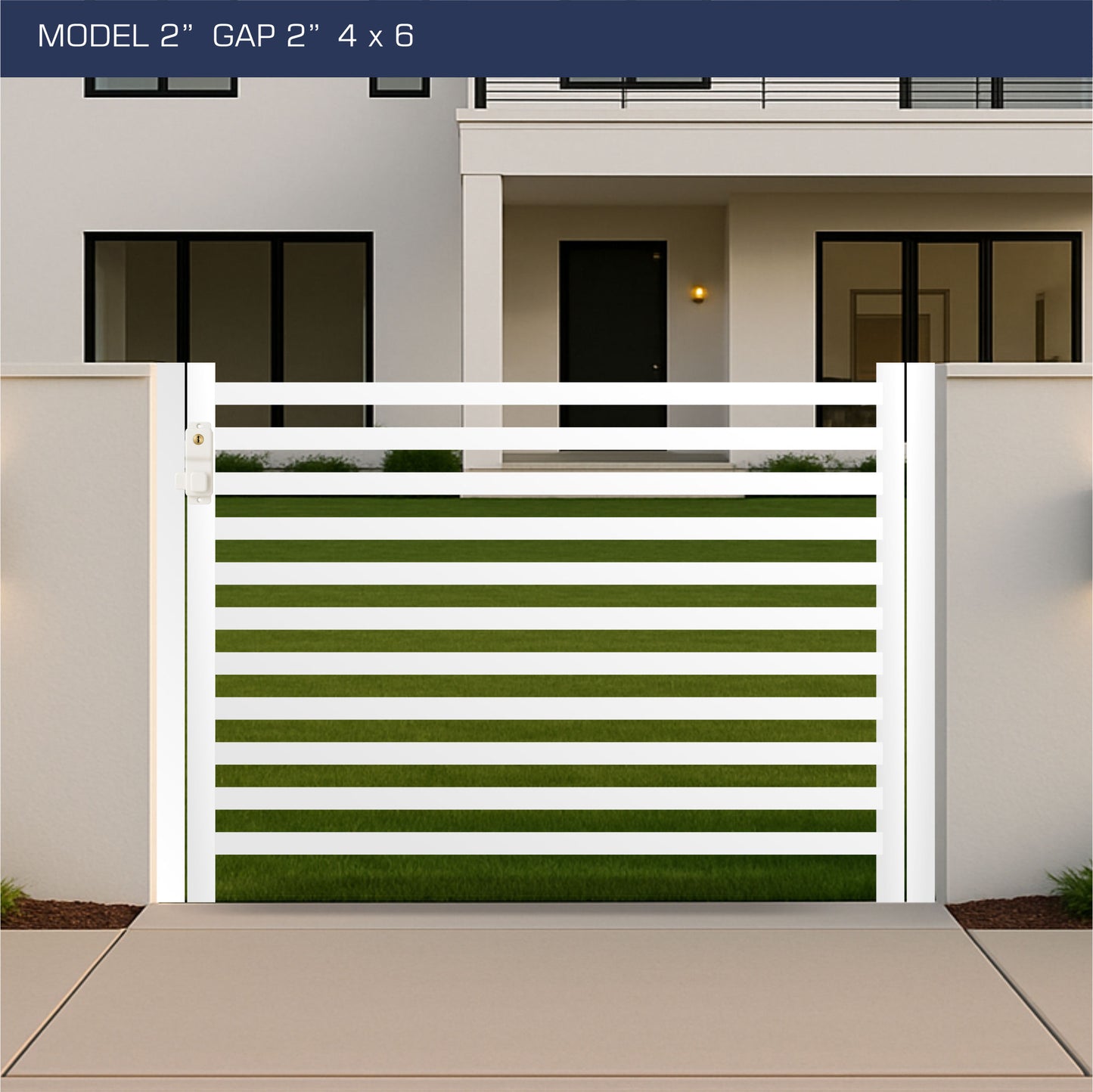 Gate - Aluminum Horizontal Fences - 2" Slat Design