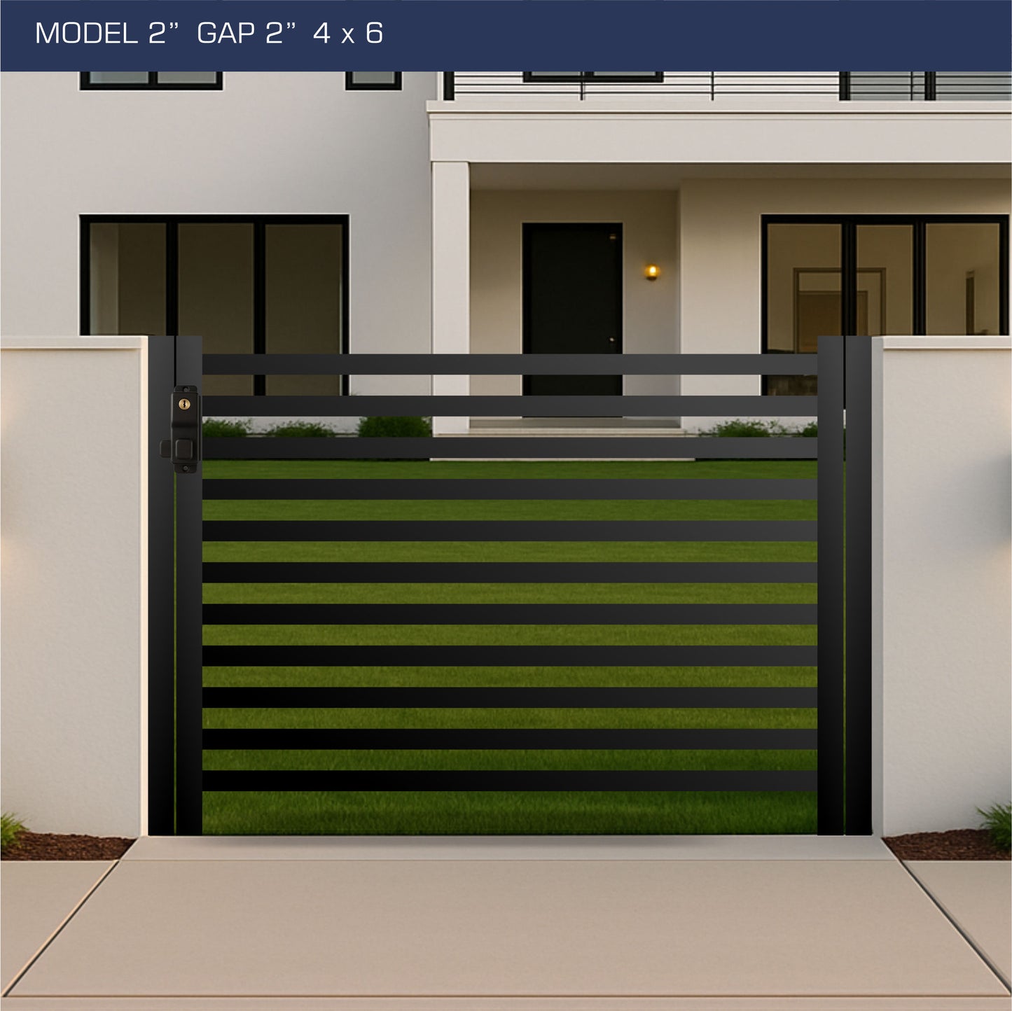 Gate - Aluminum Horizontal Fences - 2" Slat Design