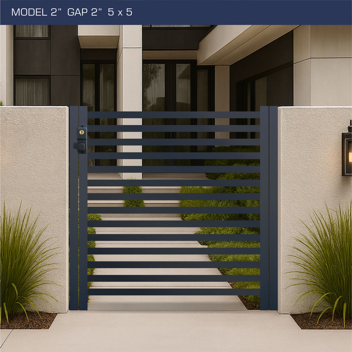 Gate - Aluminum Horizontal Fences - 2" Slat Design