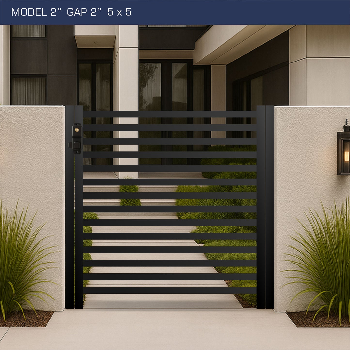 Gate - Aluminum Horizontal Fences - 2" Slat Design