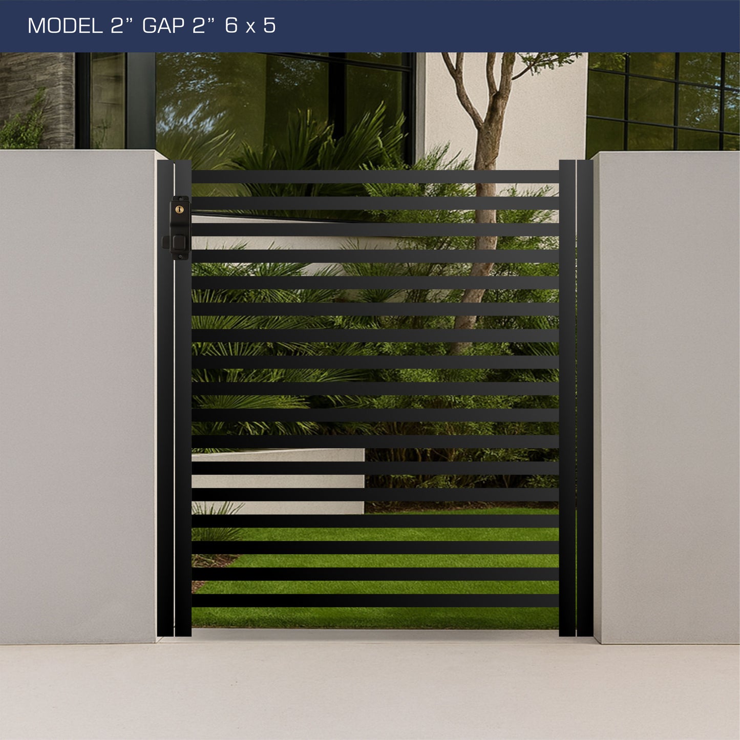 Gate - Aluminum Horizontal Fences - 2" Slat Design