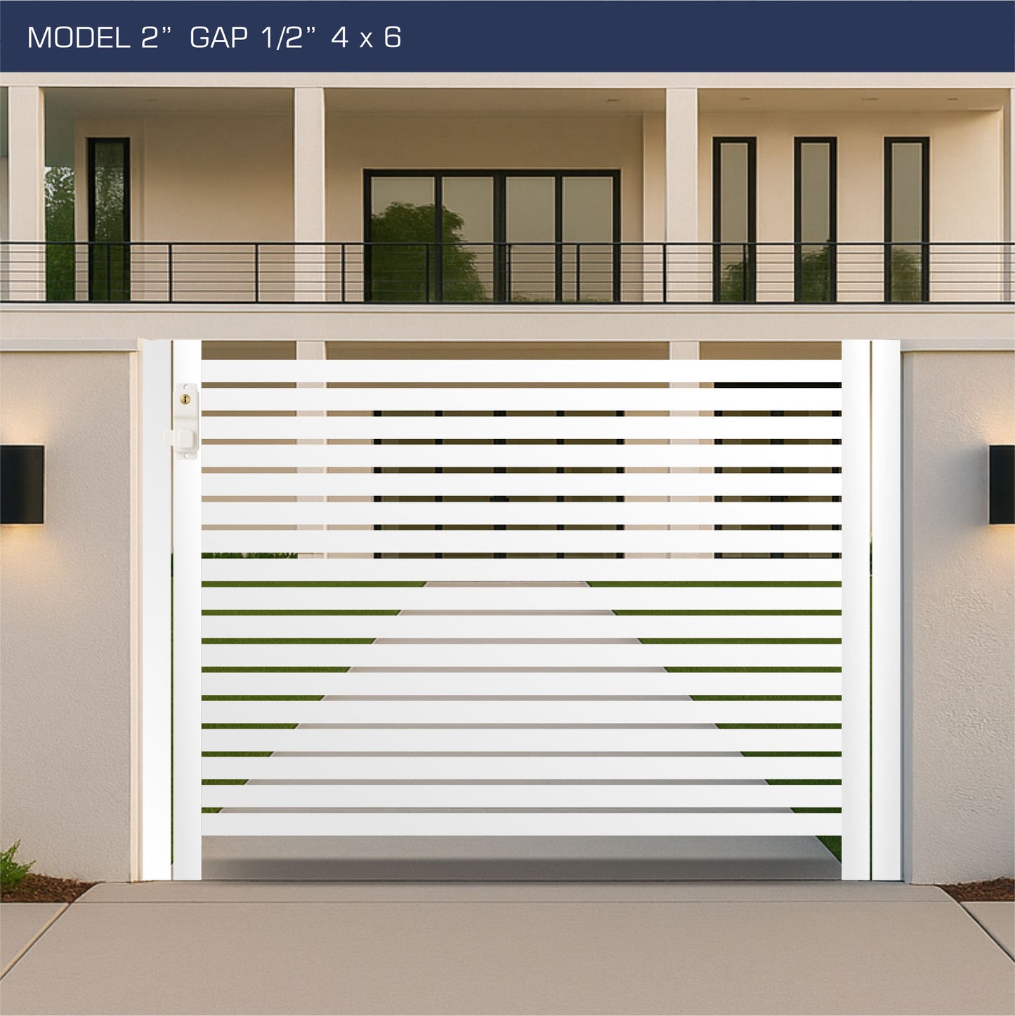 Gate - Aluminum Horizontal Fences - 2" Slat Design