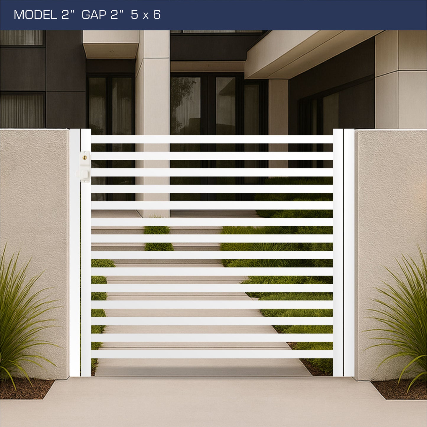 Gate - Aluminum Horizontal Fences - 2" Slat Design