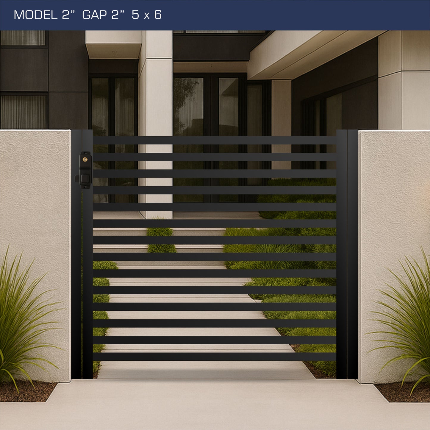 Gate - Aluminum Horizontal Fences - 2" Slat Design