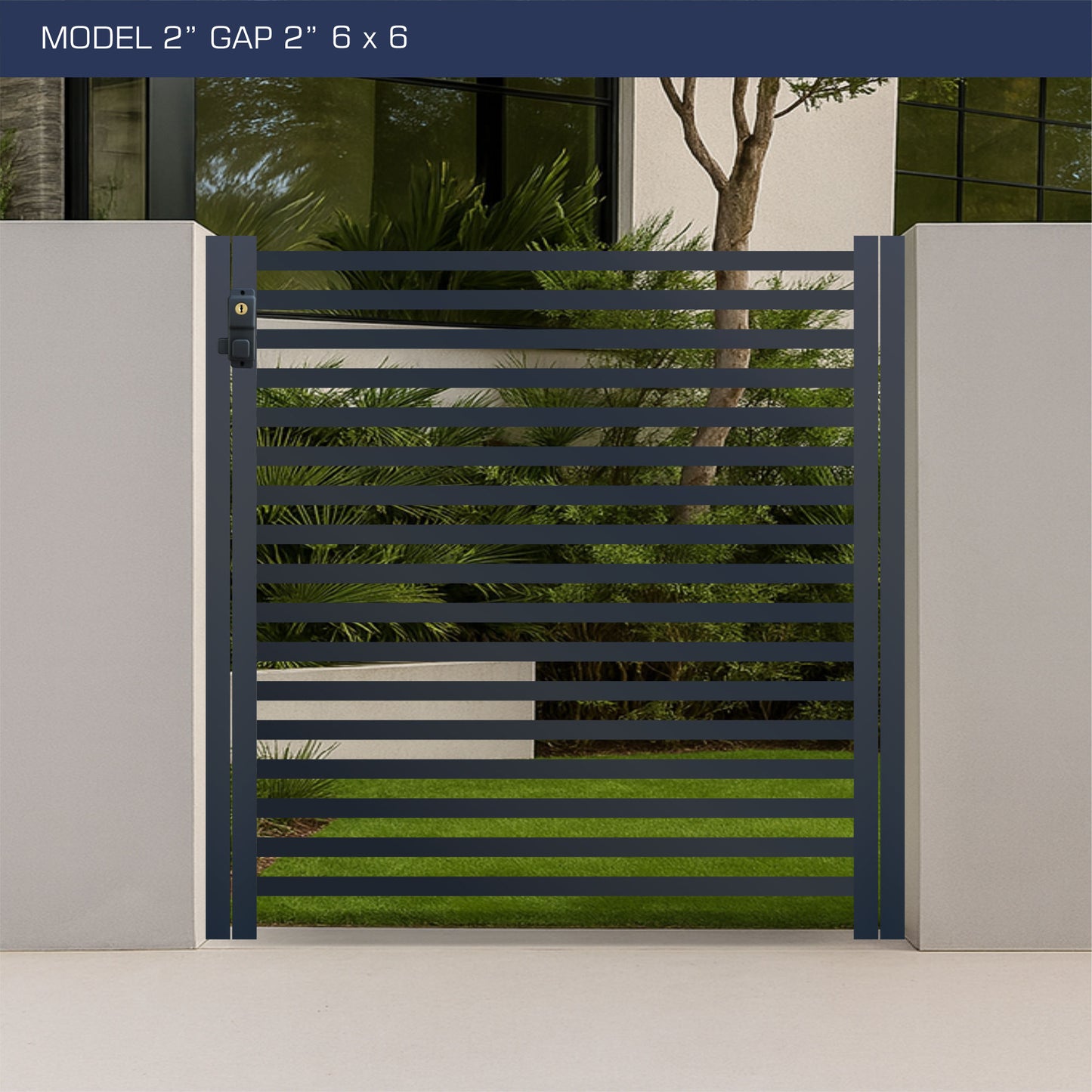 Gate - Aluminum Horizontal Fences - 2" Slat Design