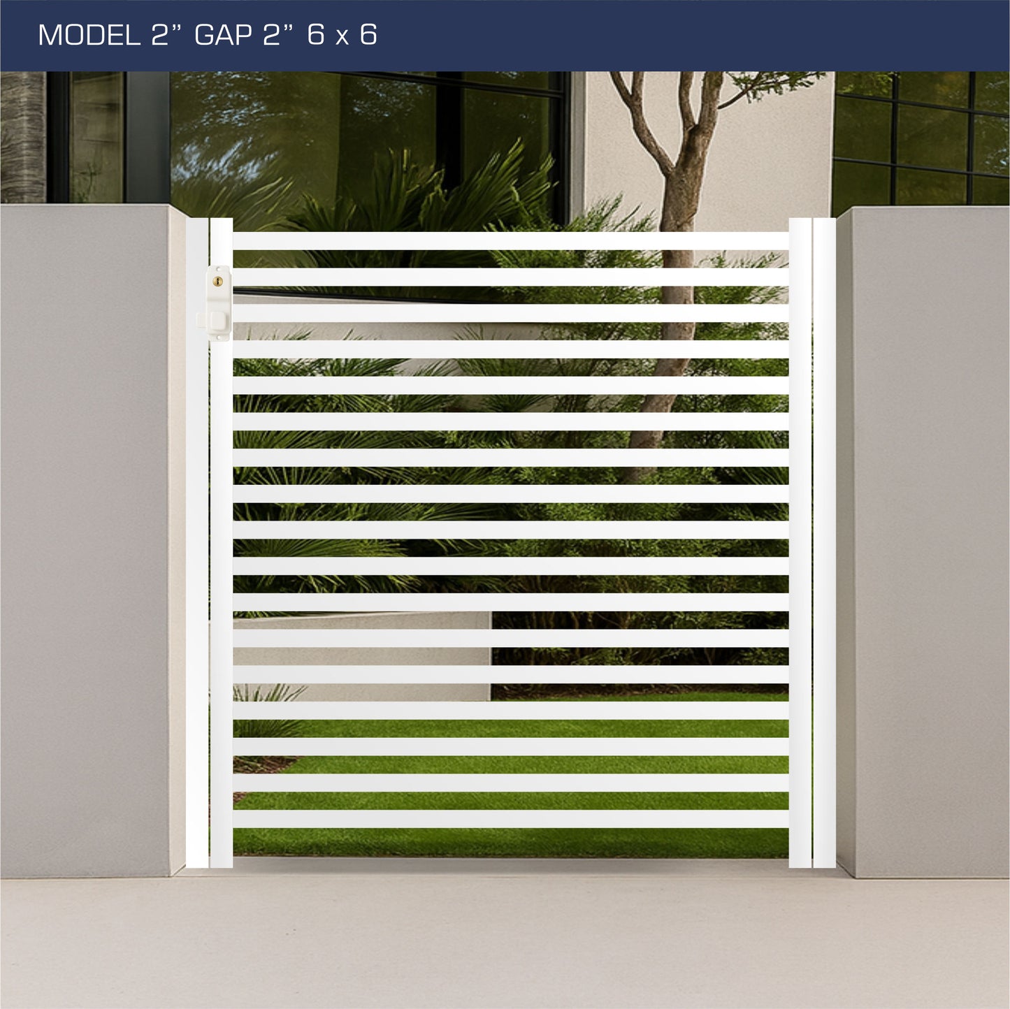 Gate - Aluminum Horizontal Fences - 2" Slat Design