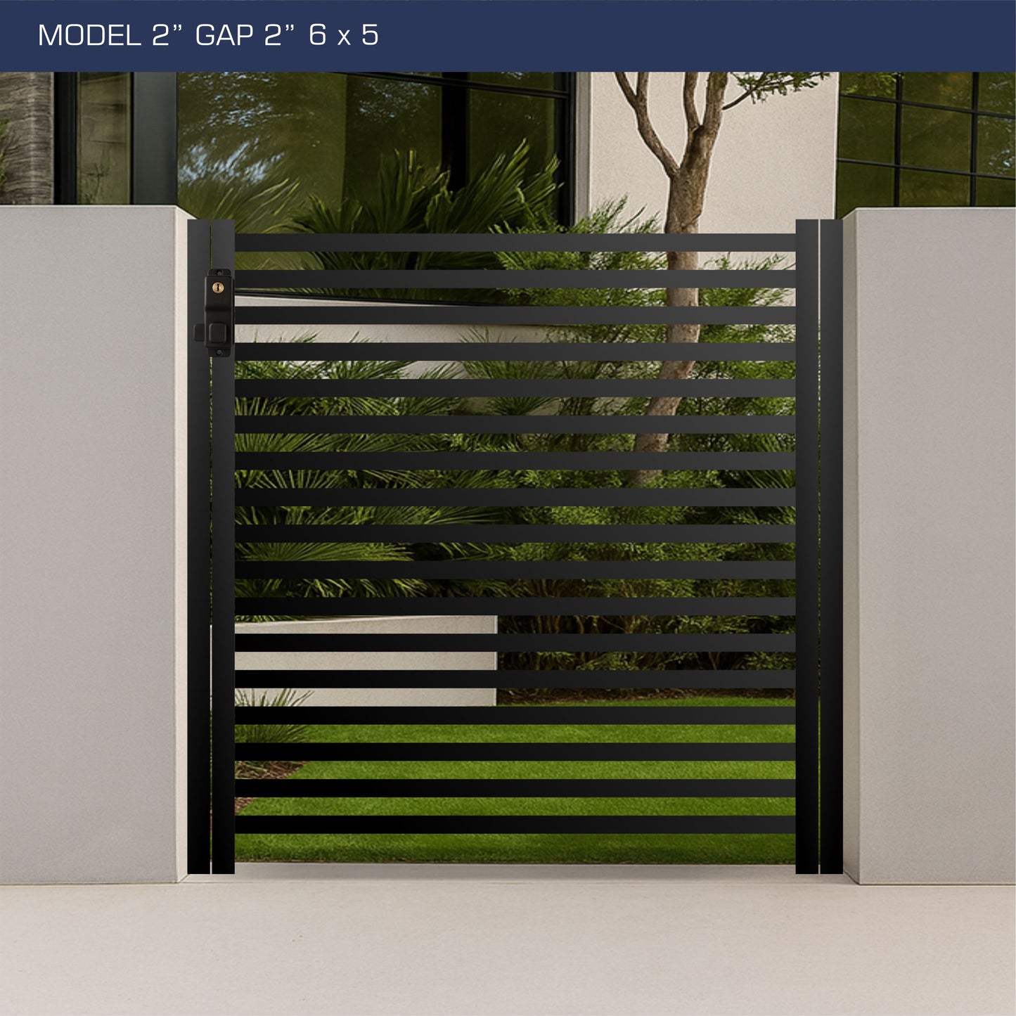 Gate - Aluminum Horizontal Fences - 2" Slat Design