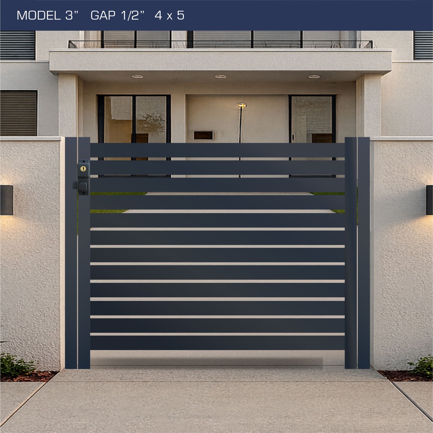 Gate - Aluminum Horizontal Fences - 3" Slat Design
