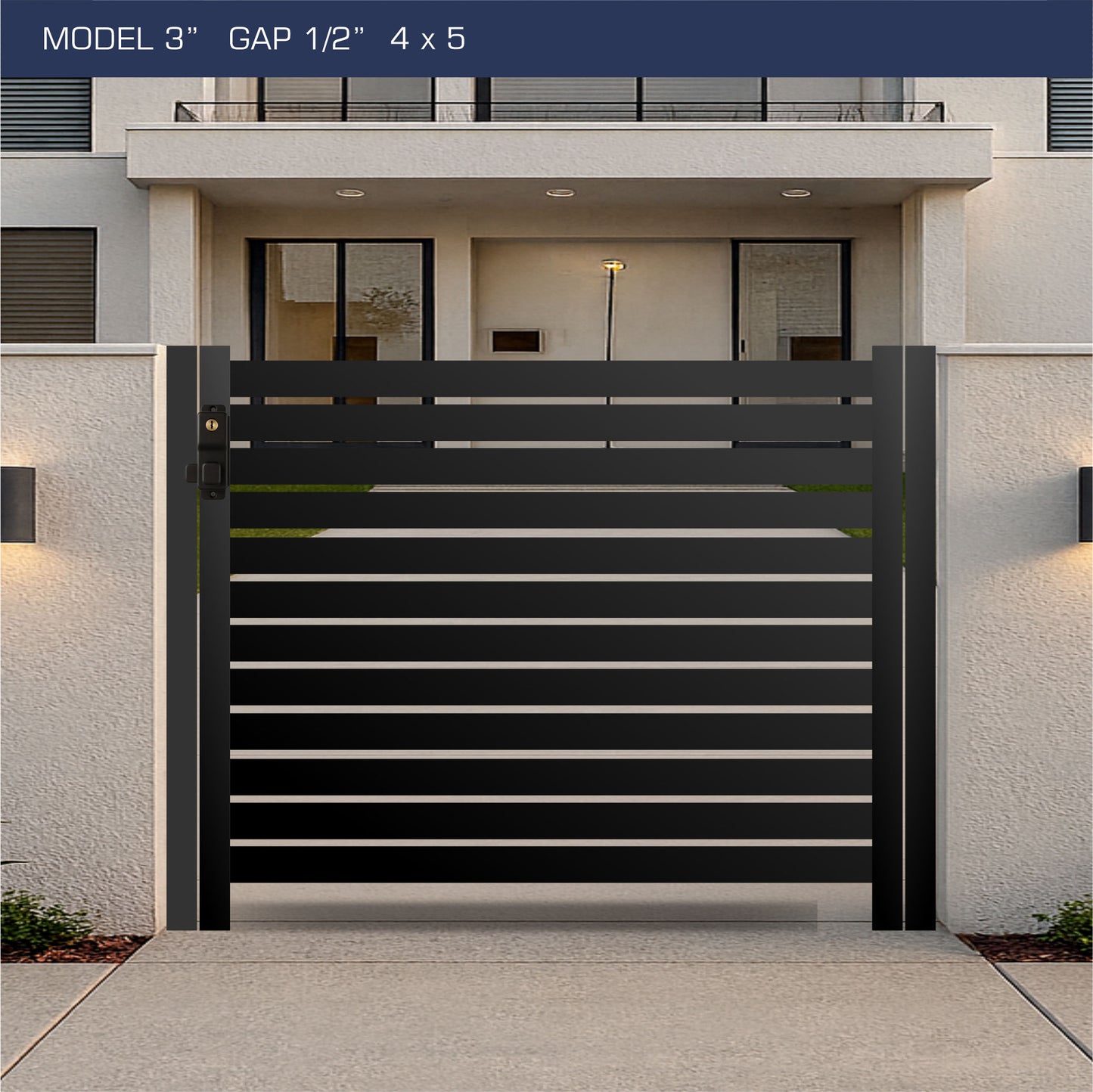 Gate - Aluminum Horizontal Fences - 3" Slat Design