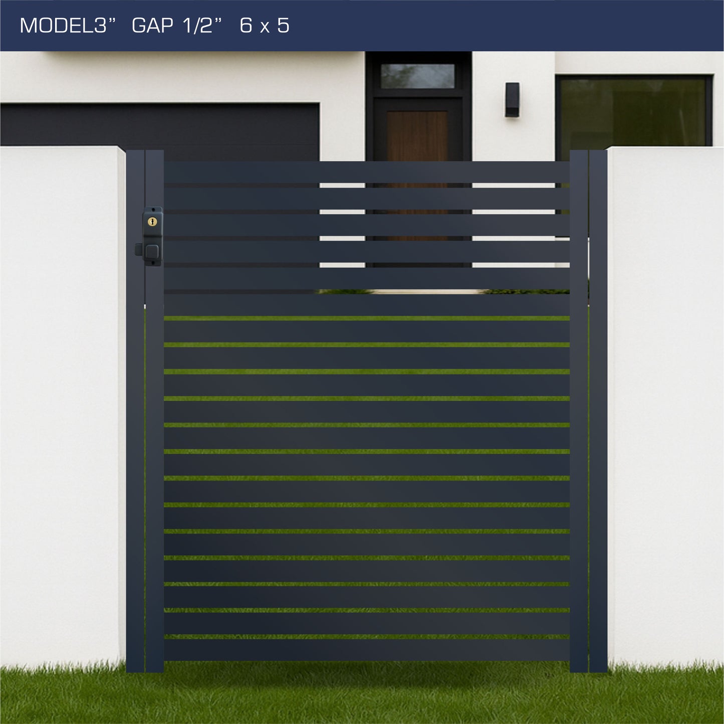 Gate - Aluminum Horizontal Fences - 3" Slat Design