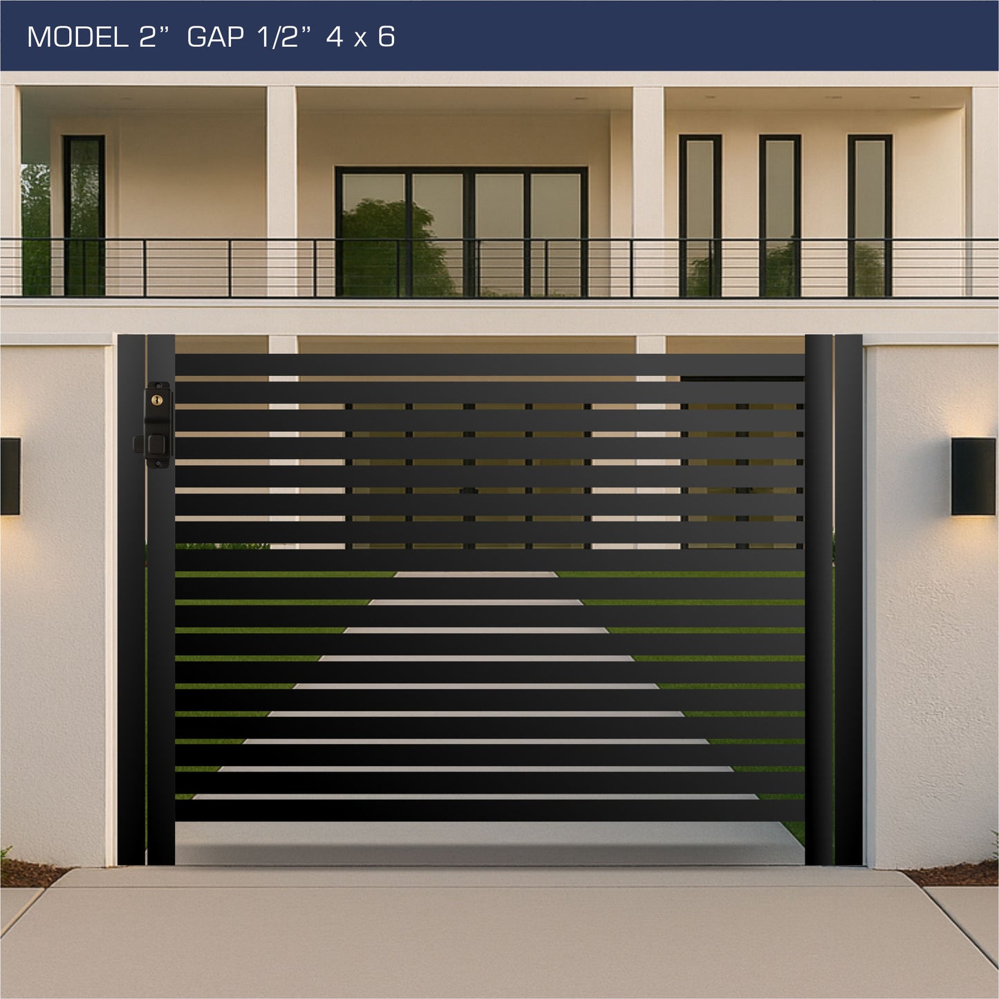 Gate - Aluminum Horizontal Fences - 2" Slat Design