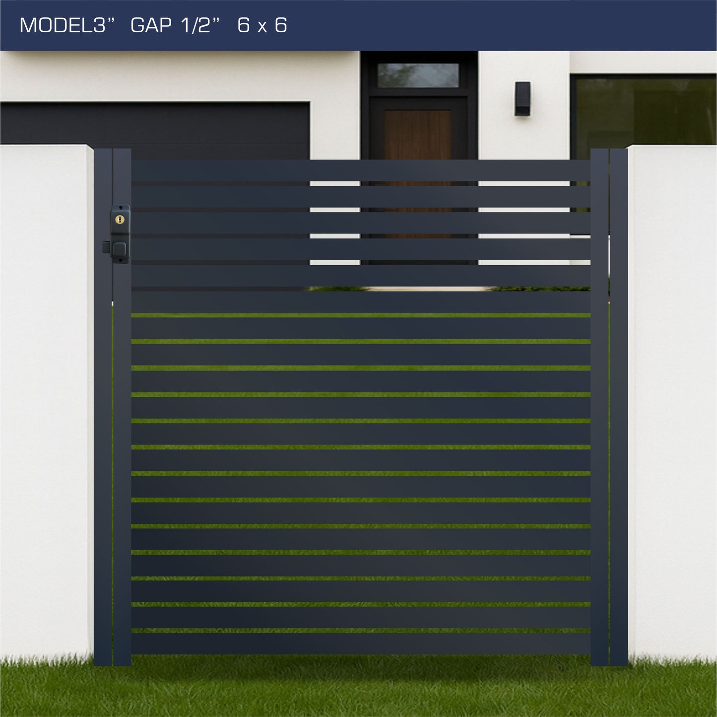 Gate - Aluminum Horizontal Fences - 3" Slat Design
