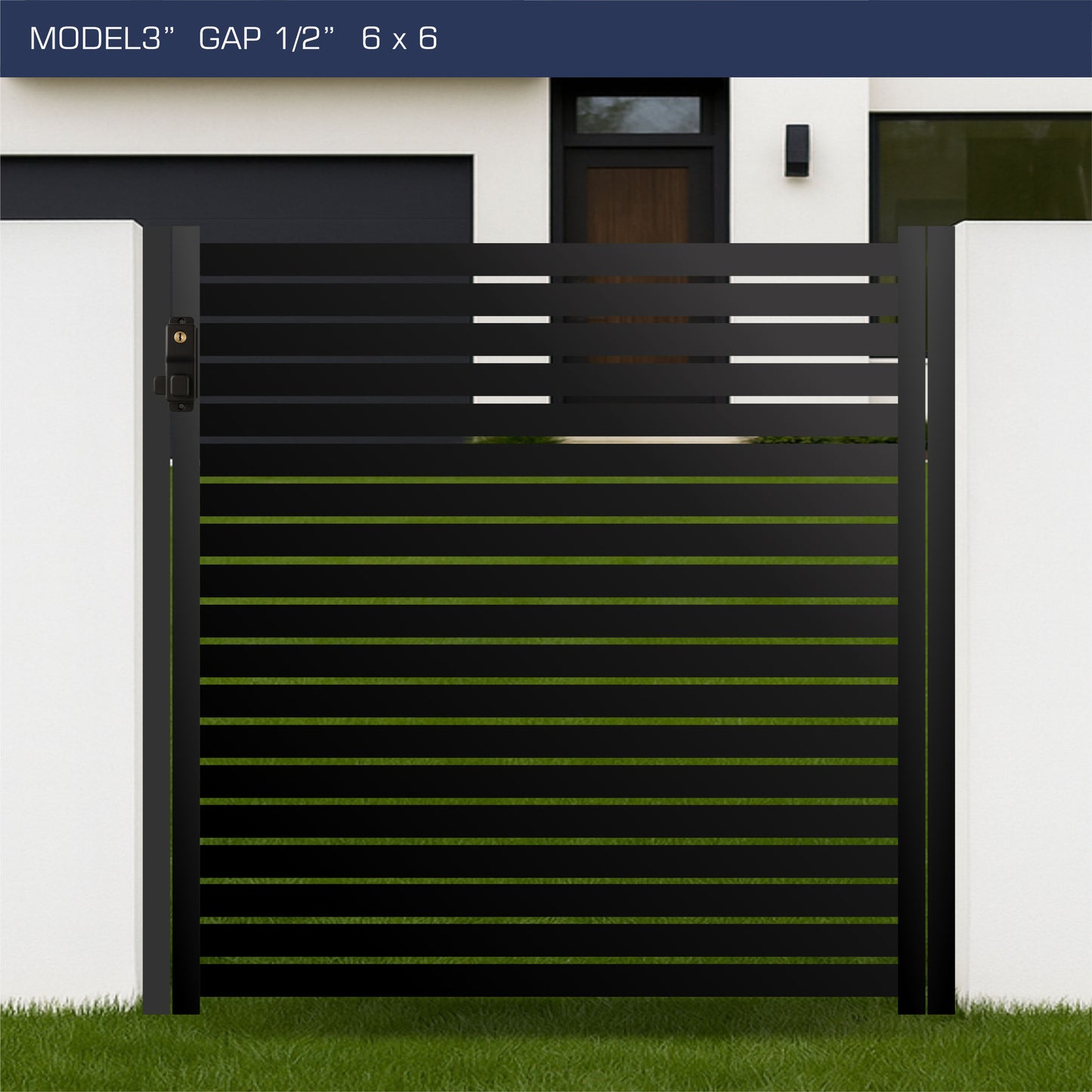 Gate - Aluminum Horizontal Fences - 3" Slat Design
