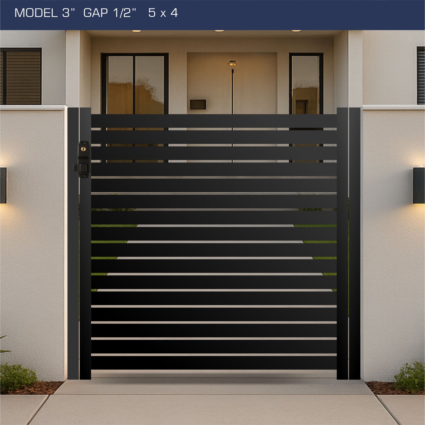 Gate - Aluminum Horizontal Fences - 3" Slat Design
