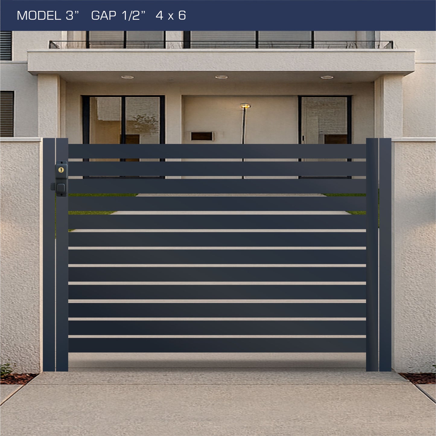 Gate - Aluminum Horizontal Fences - 3" Slat Design