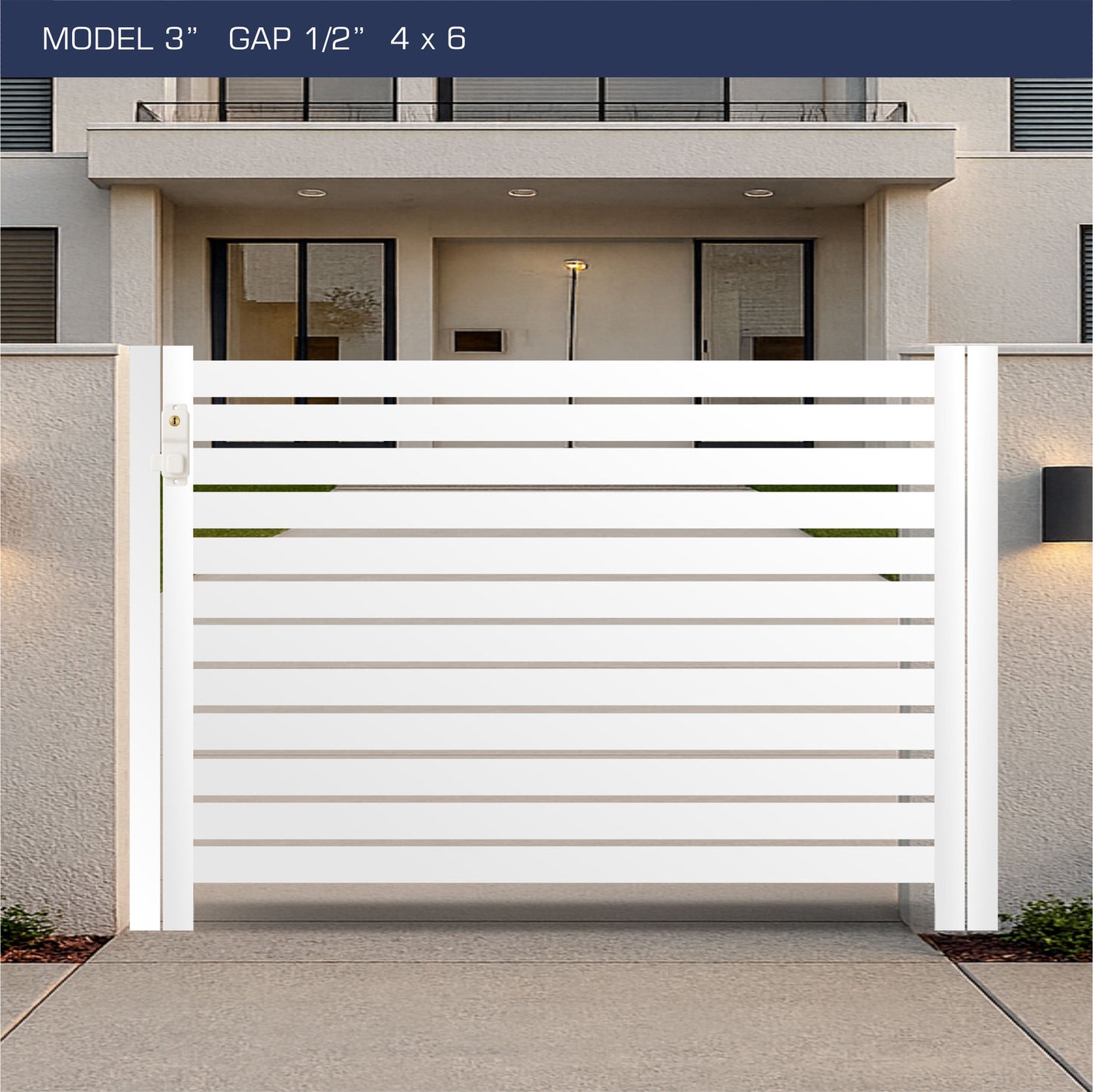 Gate - Aluminum Horizontal Fences - 3" Slat Design