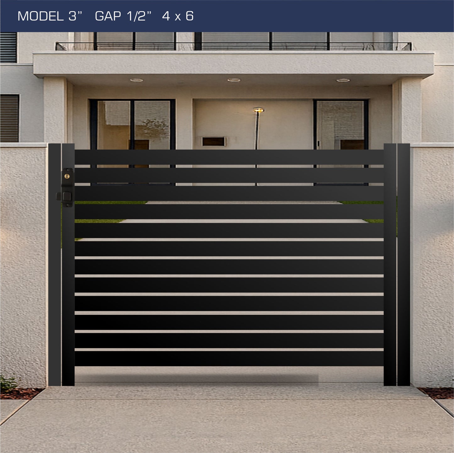 Gate - Aluminum Horizontal Fences - 3" Slat Design