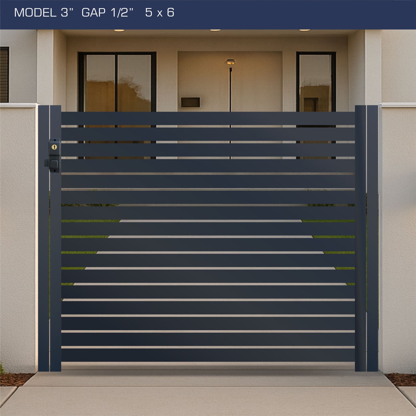 Gate - Aluminum Horizontal Fences - 3" Slat Design