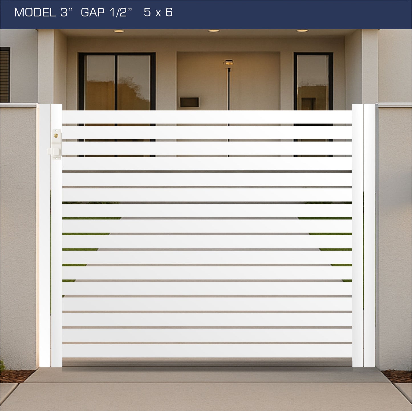 Gate - Aluminum Horizontal Fences - 3" Slat Design