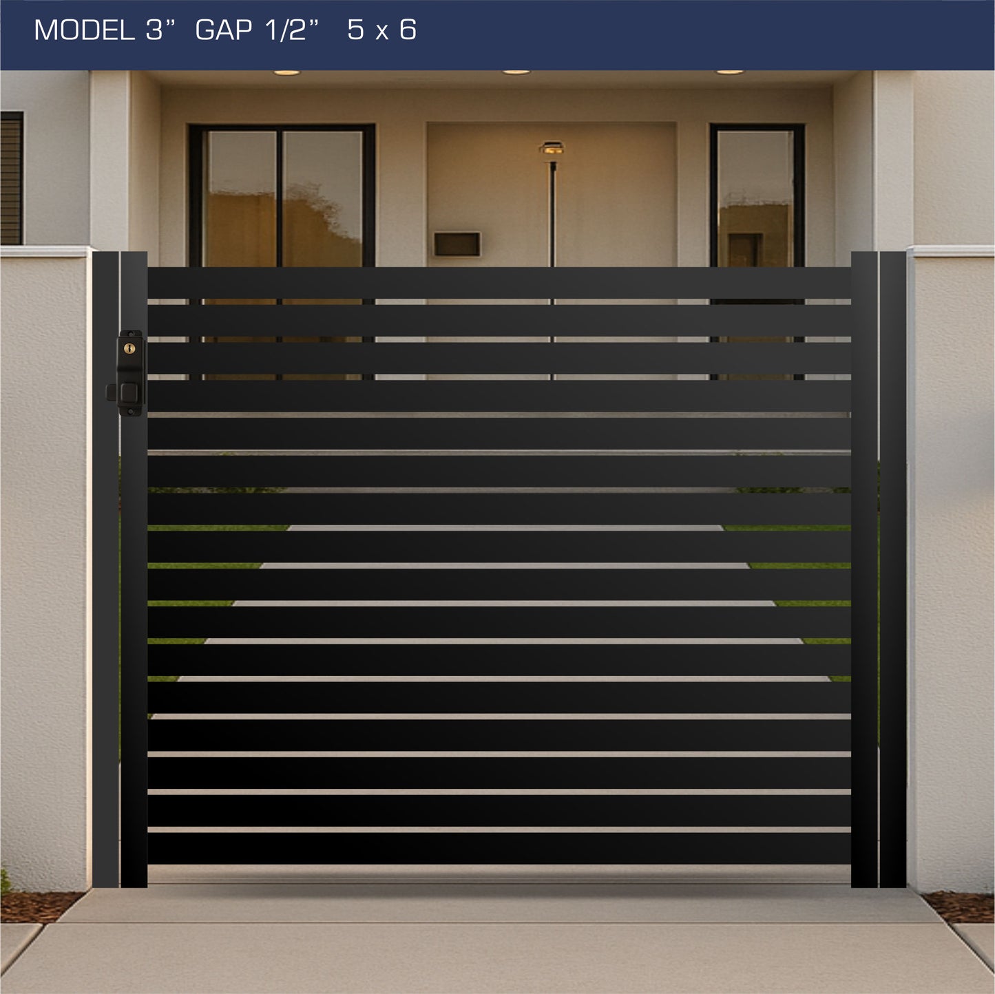Gate - Aluminum Horizontal Fences - 3" Slat Design