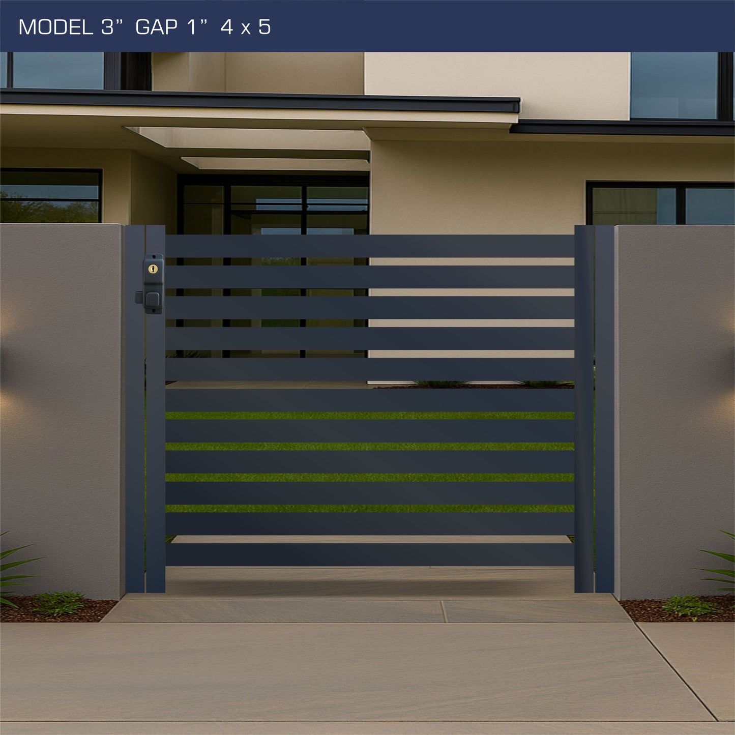 Gate - Aluminum Horizontal Fences - 3" Slat Design