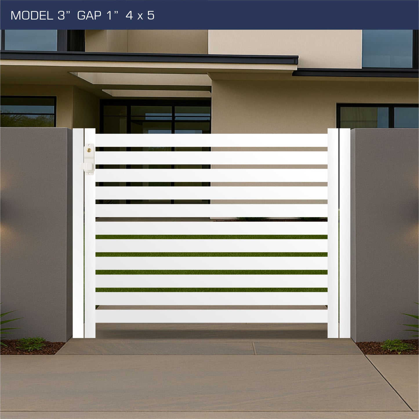 Gate - Aluminum Horizontal Fences - 3" Slat Design