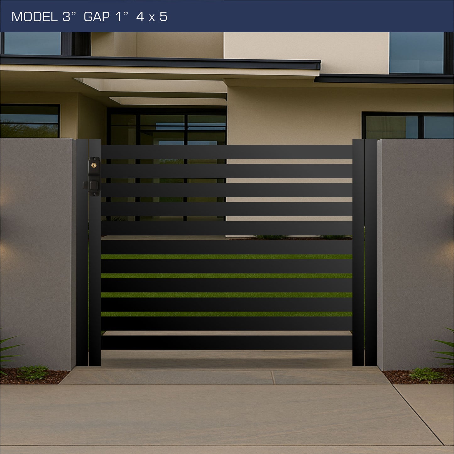 Gate - Aluminum Horizontal Fences - 3" Slat Design