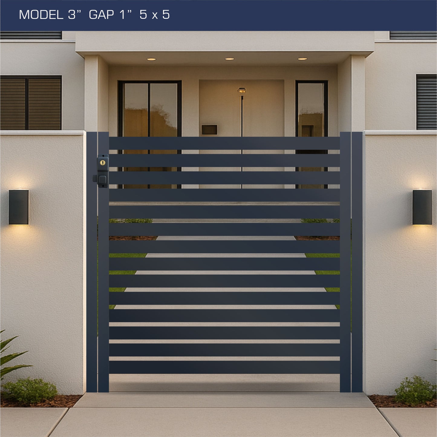 Gate - Aluminum Horizontal Fences - 3" Slat Design