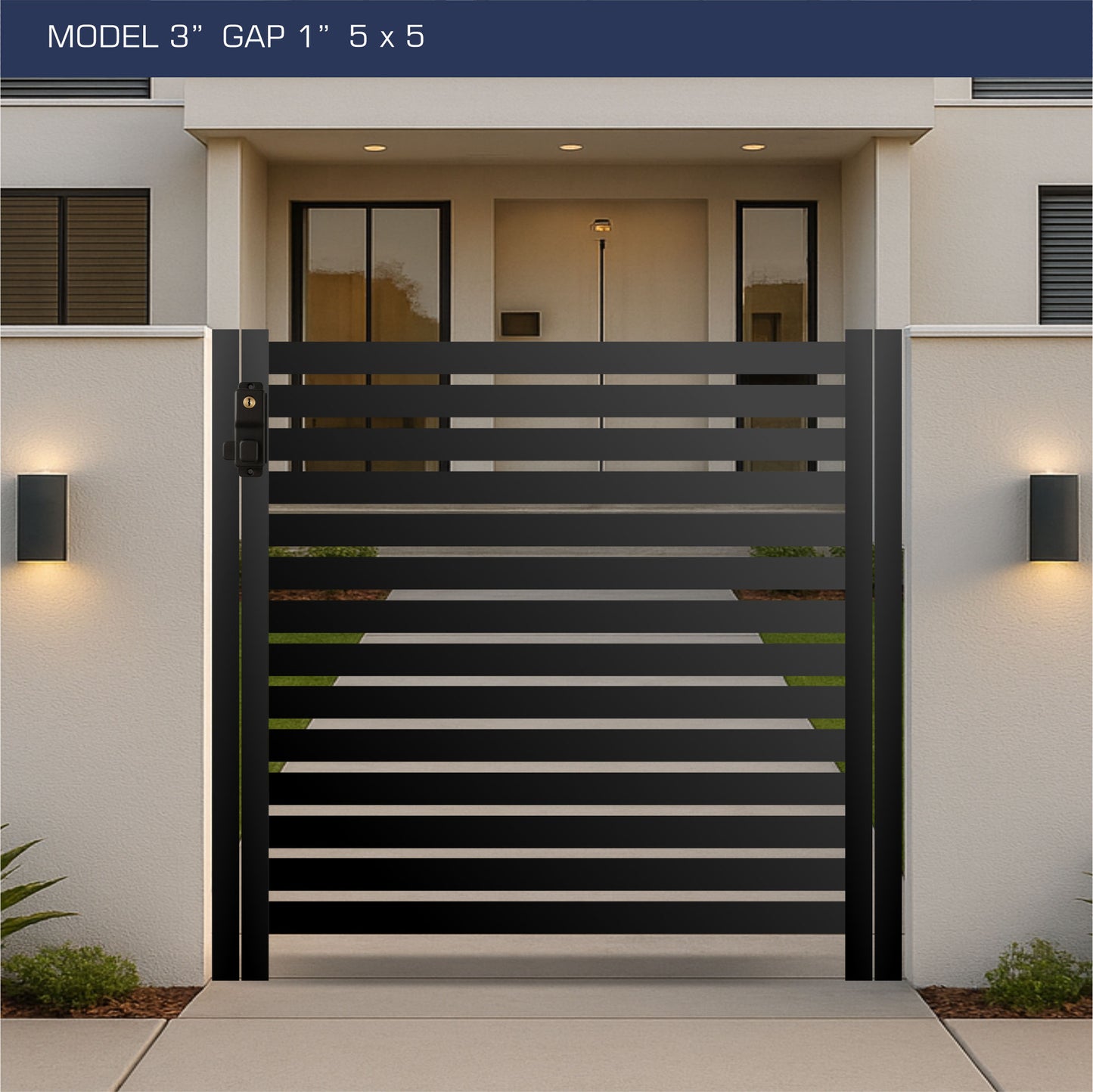 Gate - Aluminum Horizontal Fences - 3" Slat Design