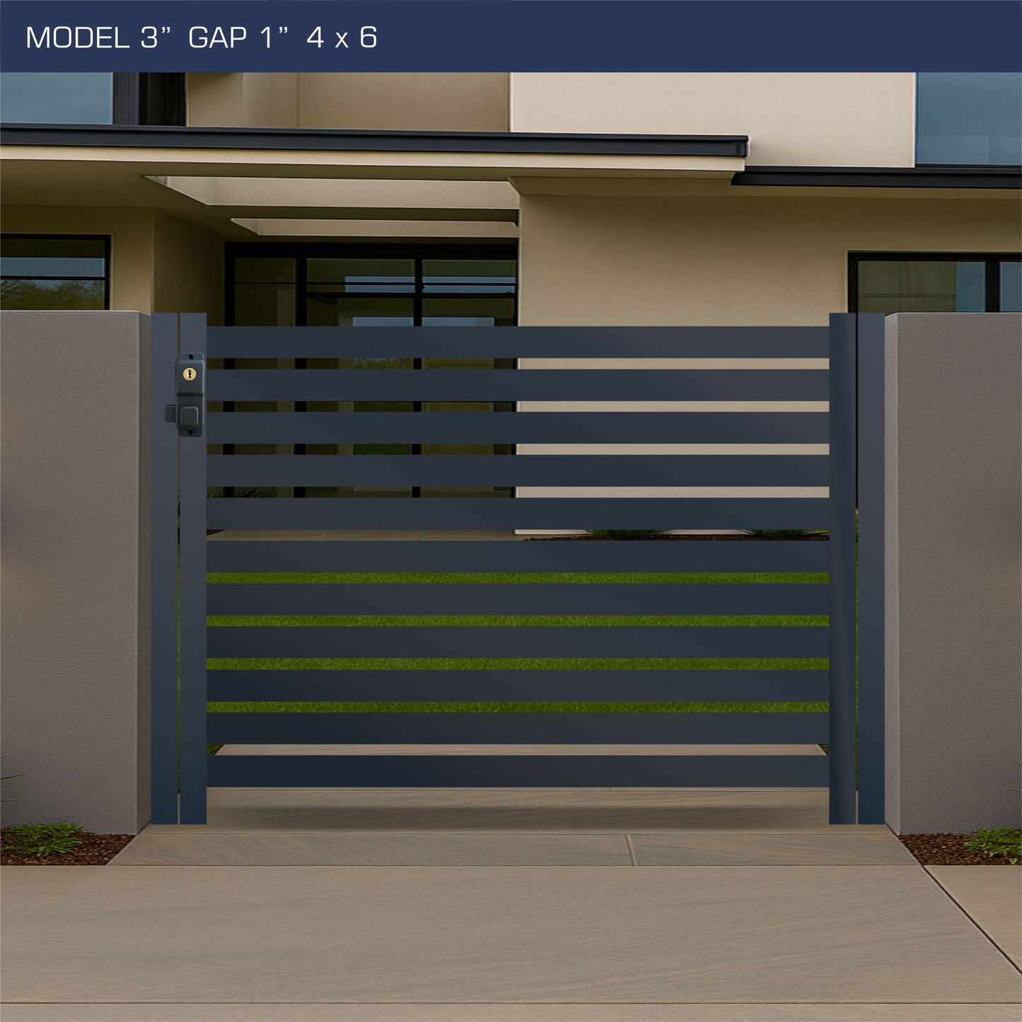 Gate - Aluminum Horizontal Fences - 3" Slat Design