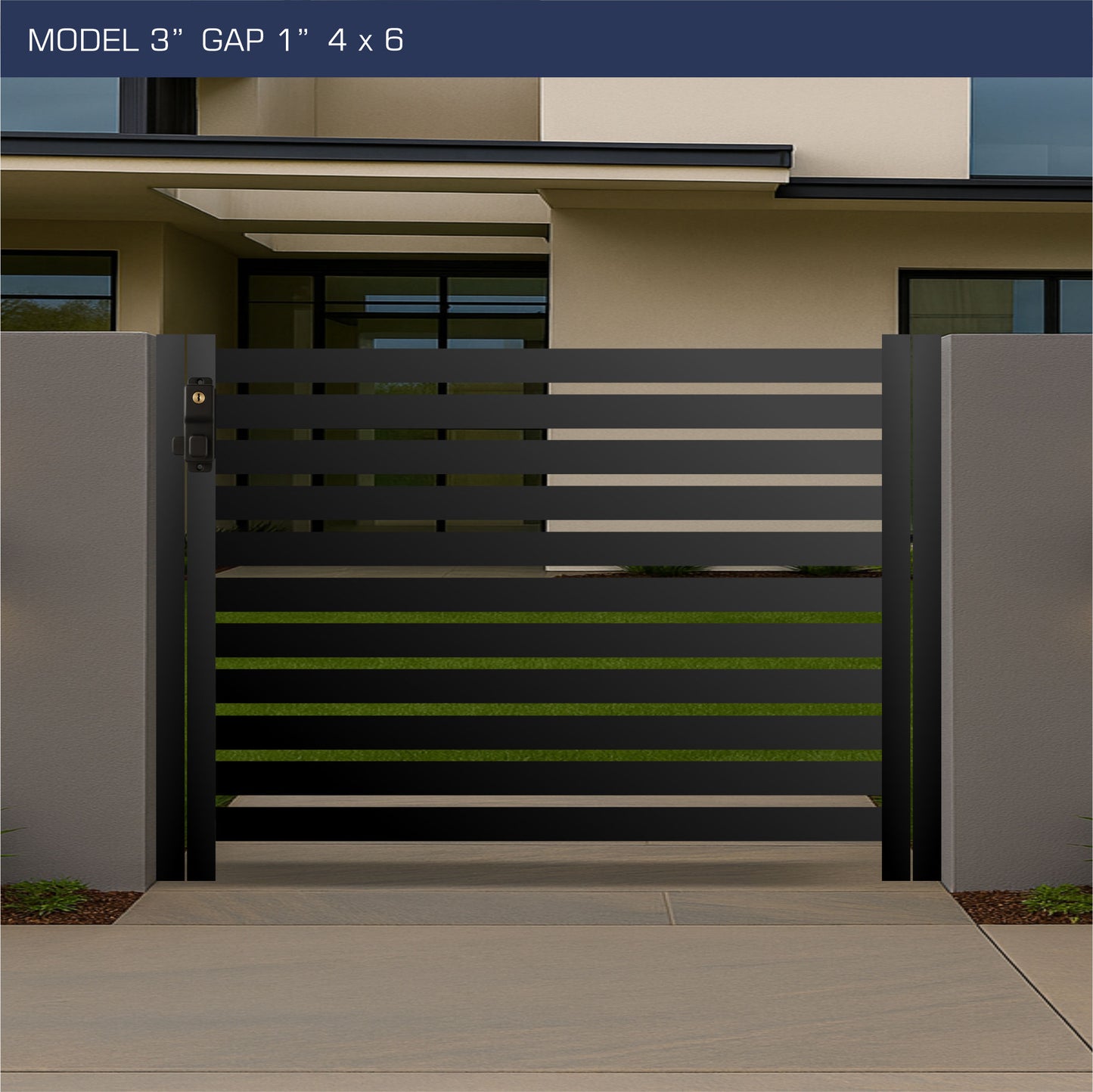 Gate - Aluminum Horizontal Fences - 3" Slat Design