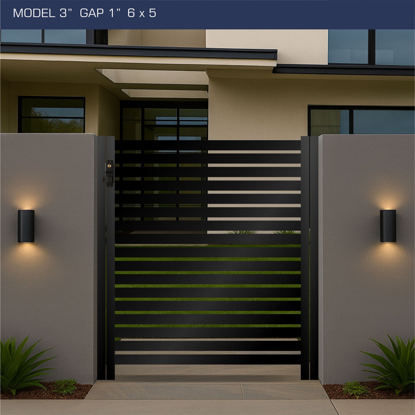 Gate - Aluminum Horizontal Fences - 3" Slat Design