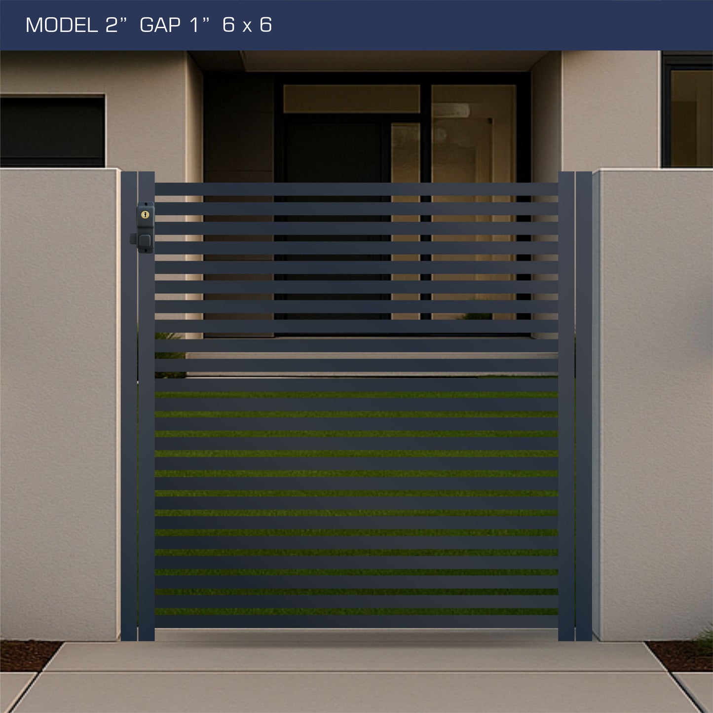 Gate - Aluminum Horizontal Fences - 2" Slat Design