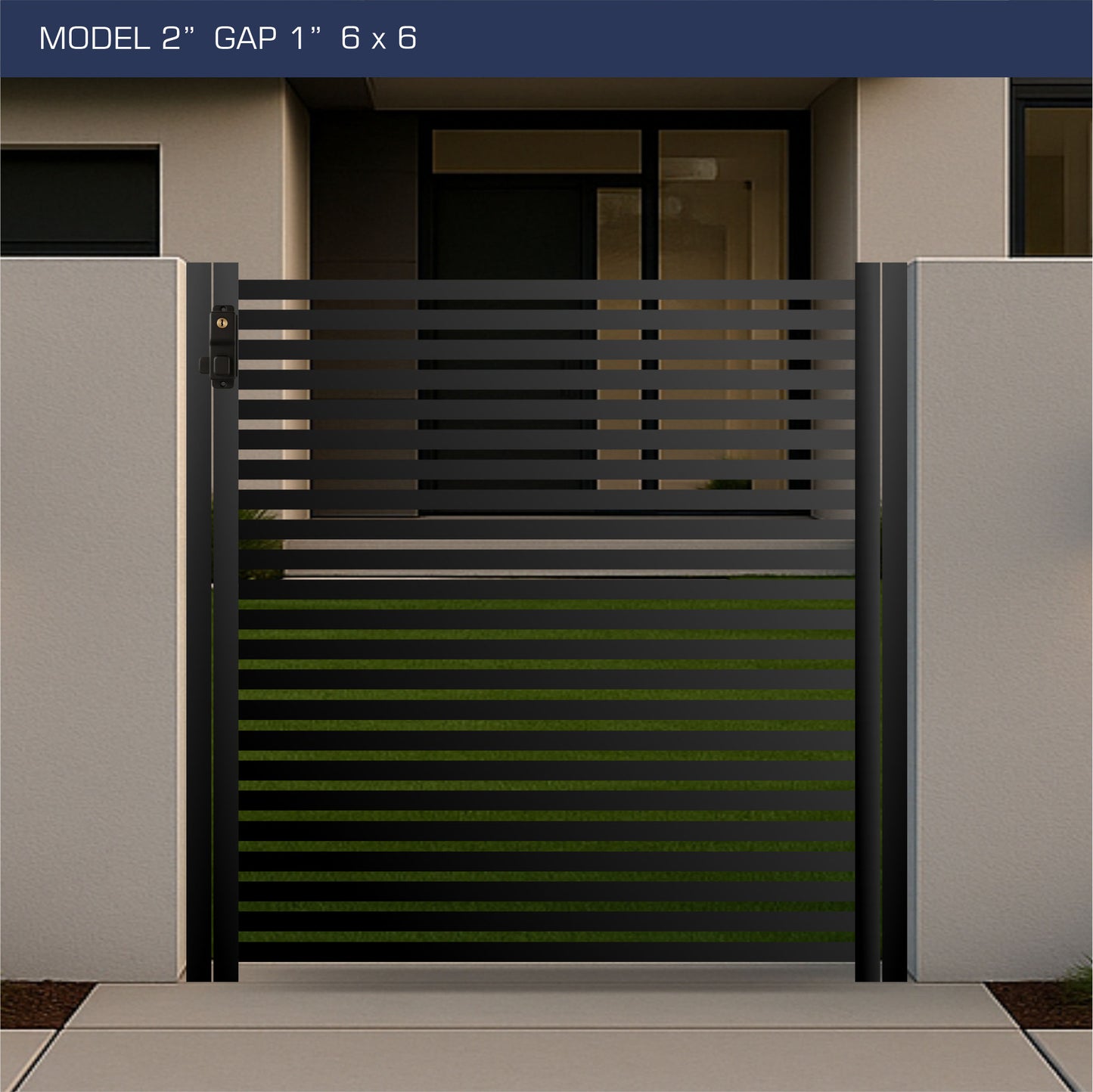 Gate - Aluminum Horizontal Fences - 2" Slat Design