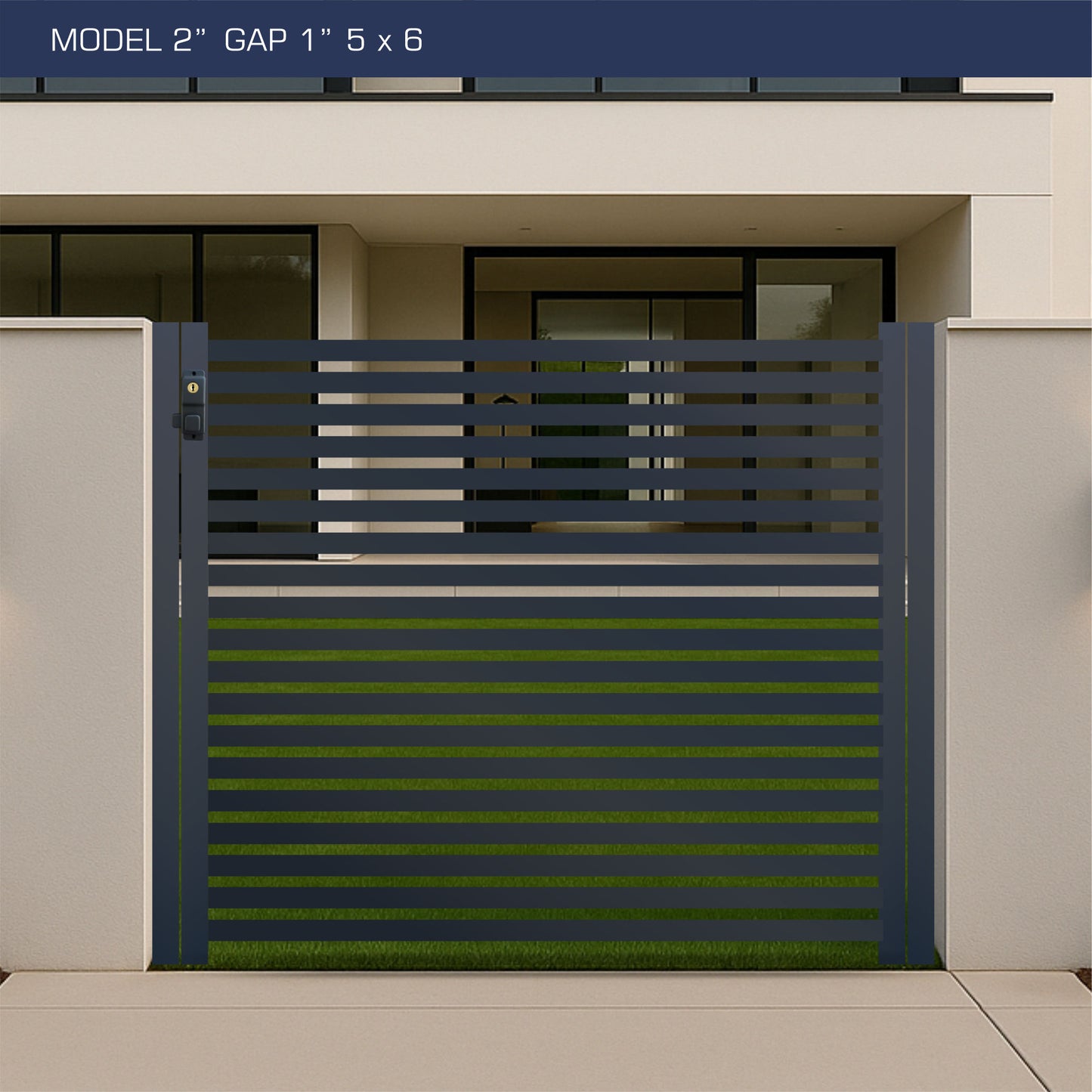 Gate - Aluminum Horizontal Fences - 2" Slat Design