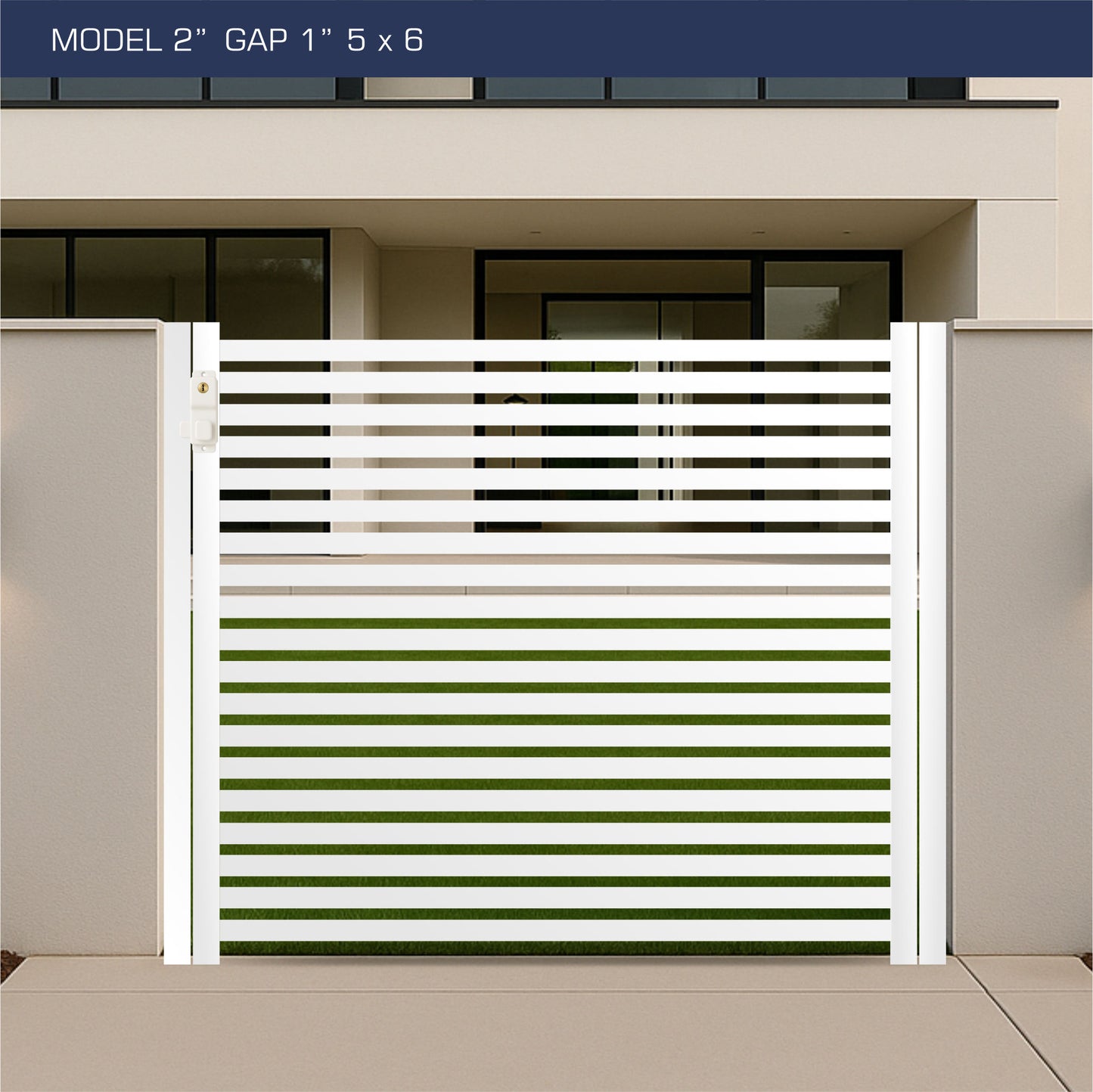 Gate - Aluminum Horizontal Fences - 2" Slat Design