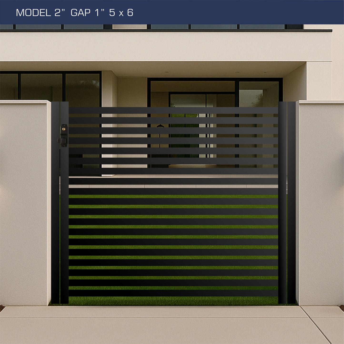Gate - Aluminum Horizontal Fences - 2" Slat Design